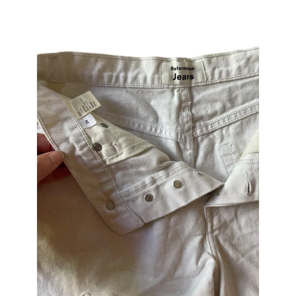 Reformation Dixie High Rise White Jean Shorts Size 26 100 Cotton Made In USA NEW - Picture 4 of 9